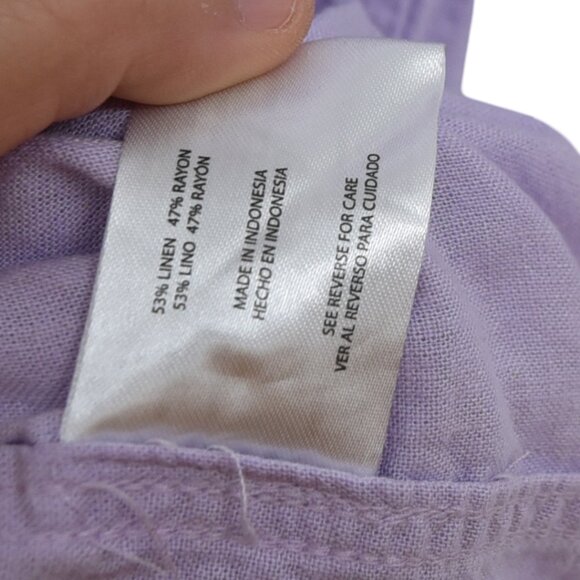 GAP Lilac Lavender Purple Linen Blend Button Shirt S Minimal Softcore Breathable - Picture 5 of 9